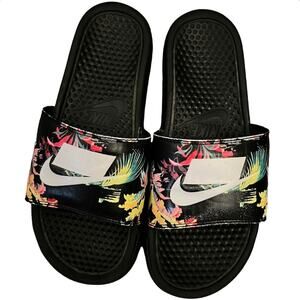 Nike Benassi Unisex Slides Slippers Sandals Beach Pool Tropical Floral 8M 9.5W